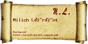 Milich Lóránt névjegykártya