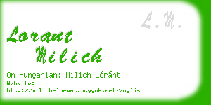 lorant milich business card