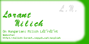 lorant milich business card